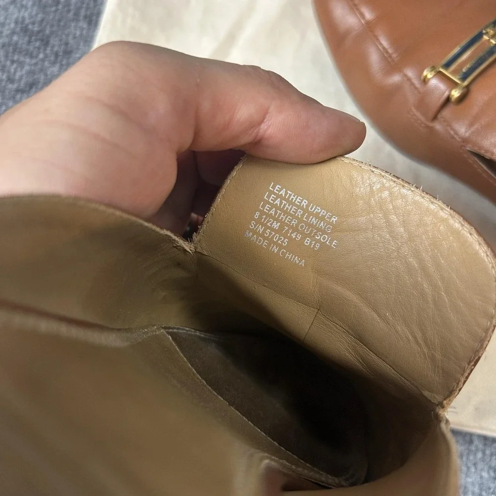 Tory Burch Loafer Shoes Womens Size 8.5 Brown Leather Mule Slip On Bit Logo